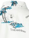 Chemise d'été décontractée à manches courtes pour homme blanche hawaïenne Palm Tree Island
