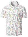 Polo de sport à manches courtes en coton blanc à imprimé floral pour hommes