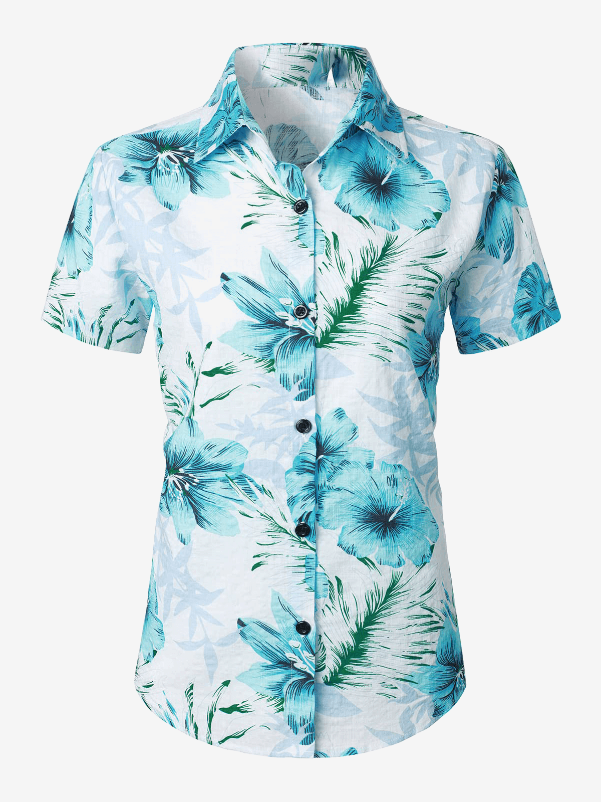 Chemisier respirant imprimé fleuri pour femme coton Aloha chemise hawaïenne rouge à manches courtes