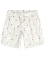 Ensemble chemise et short d'été à boutons de plage en coton blanc flamant rose pour homme