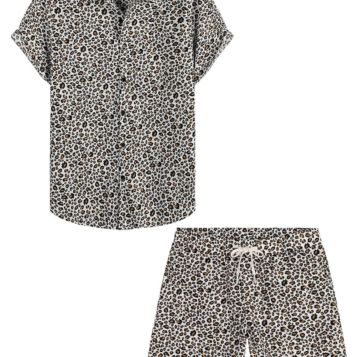 Ensemble chemise et short d'été en coton à boutons de plage Flamingo bleu pour hommes