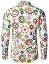 Lot de 4 |Chemise habillée à manches longues boutonnée en coton floral respirant pour hommes
