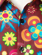 Chemise à manches longues boutonnée en coton à fleurs pour hommes
