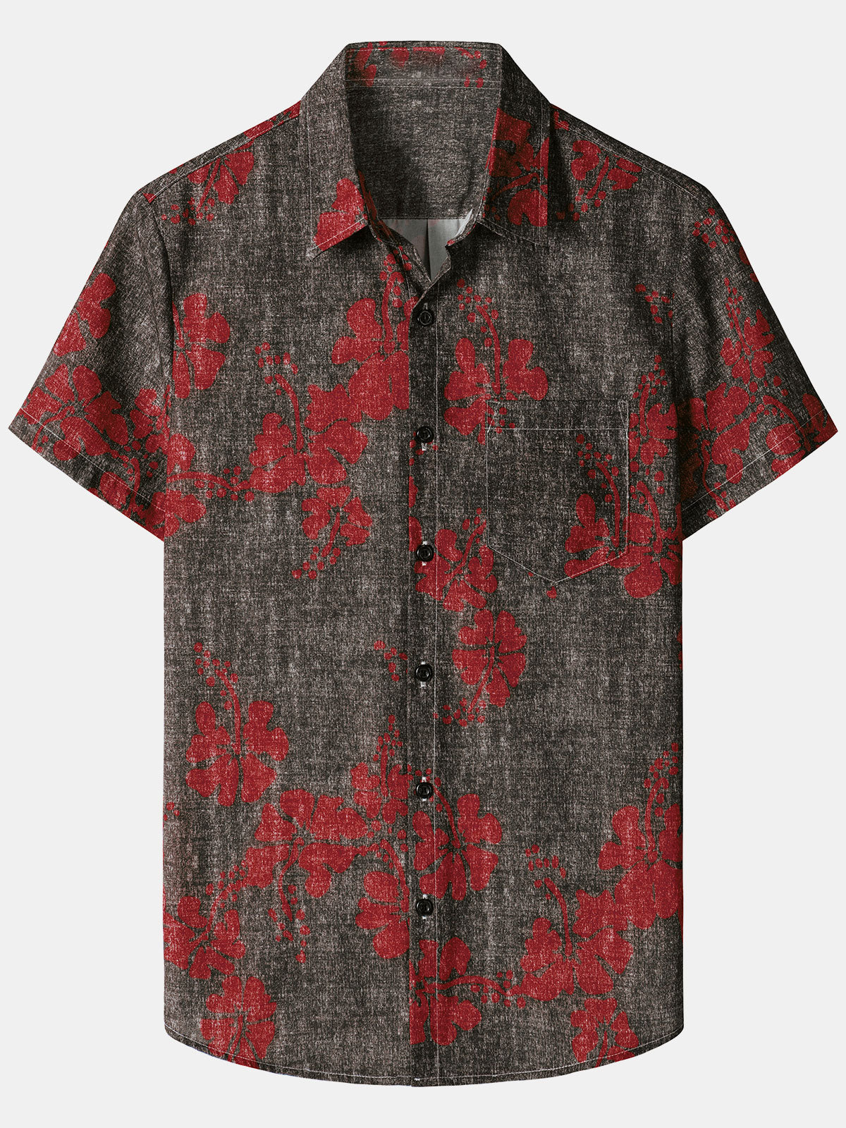 Chemises hawaïennes décontractées à imprimé floral pour hommes avec poche