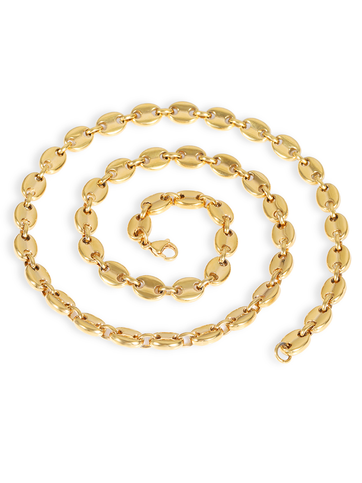 Collier Homme Grains de Café Acier Titane Plaqué Or 18K