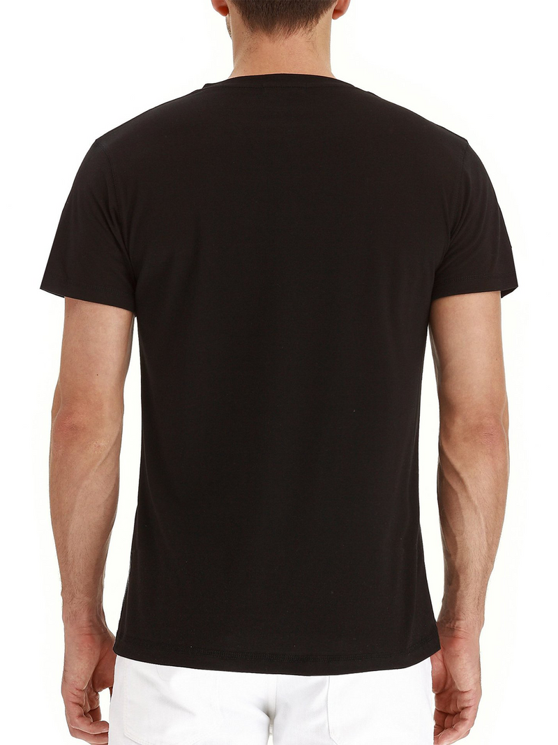 T-shirt à manches courtes en coton pour hommes de couleur unie décontracté
