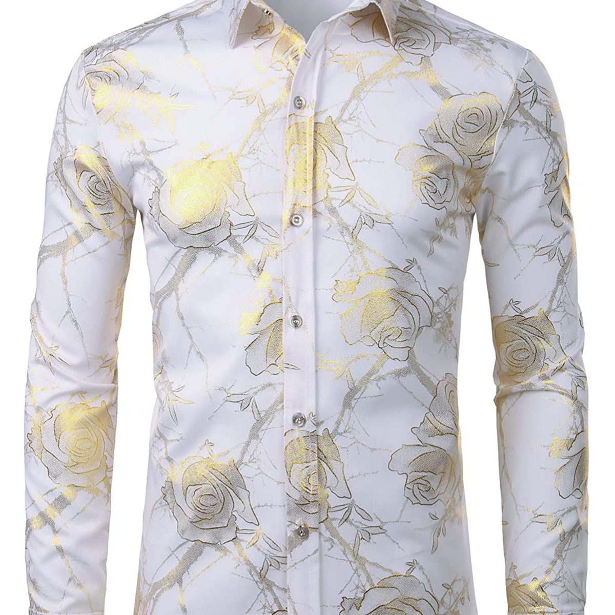 Chemise à manches longues à imprimé floral pour hommes