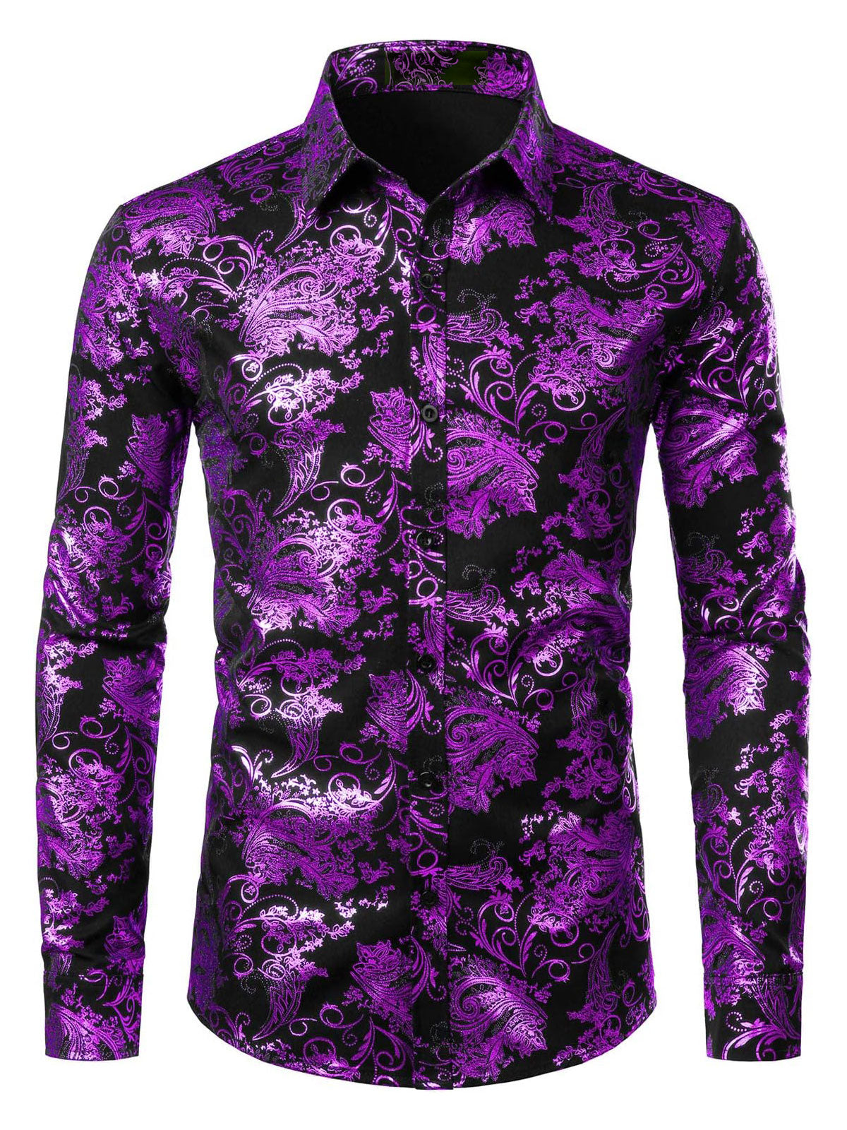 Chemise homme de luxe à motifs cachemire et fleurs brillants