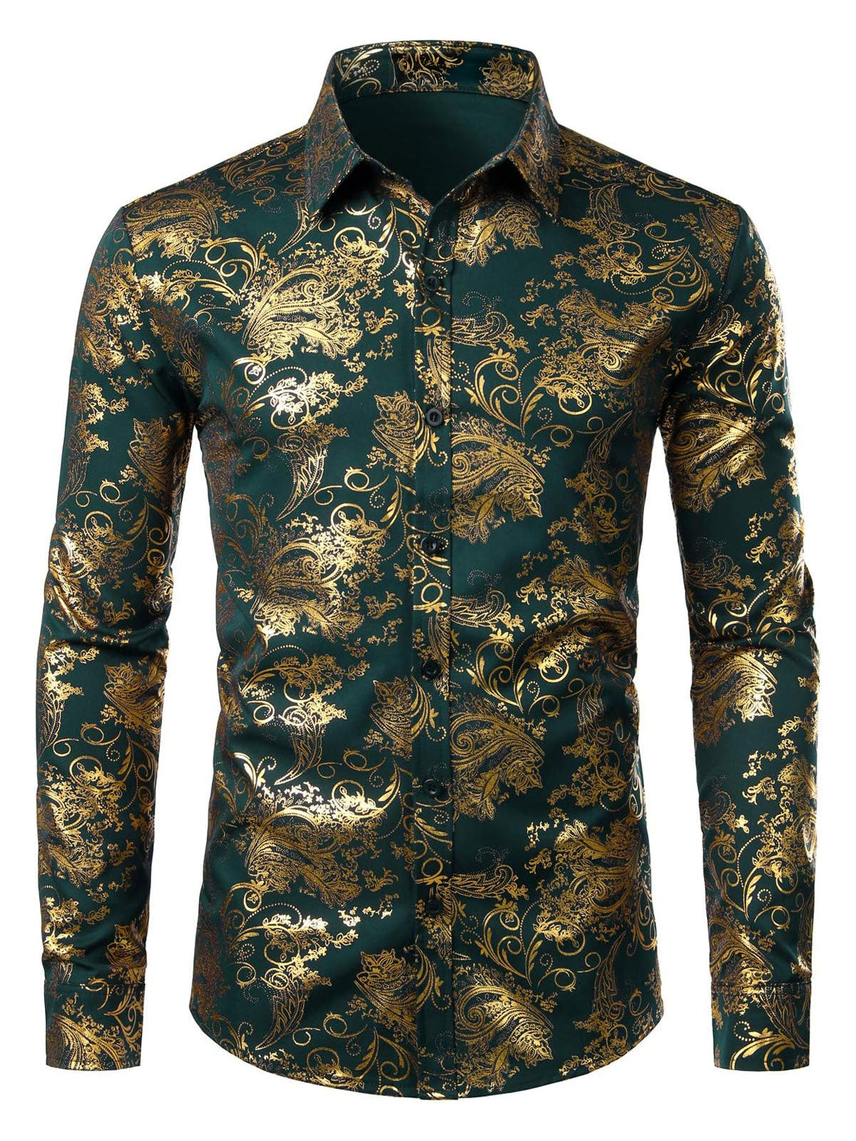 Chemise habillée homme de luxe à motifs cachemire et fleurs brillants