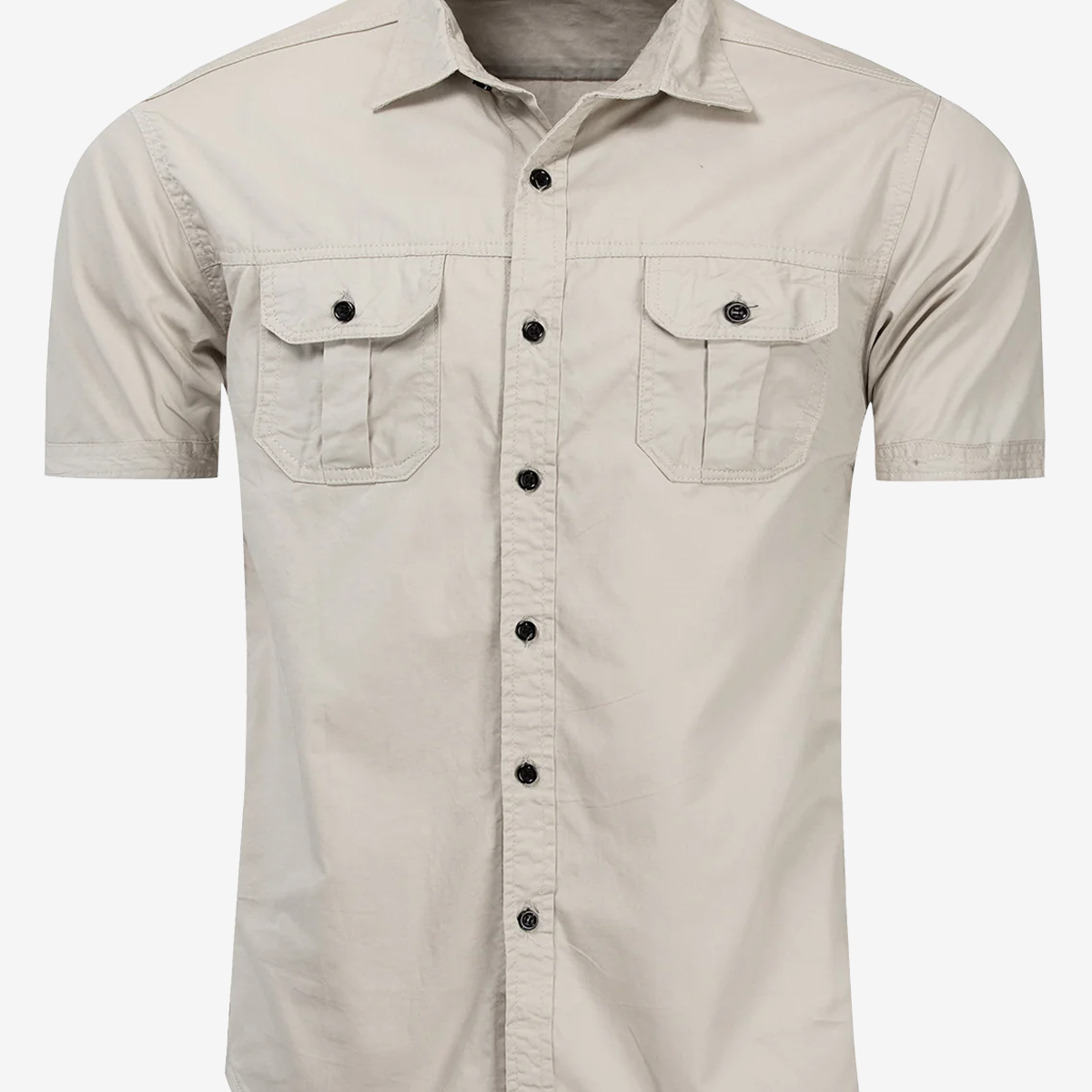 Chemise décontractée à manches courtes en coton avec poche extérieure pour hommes