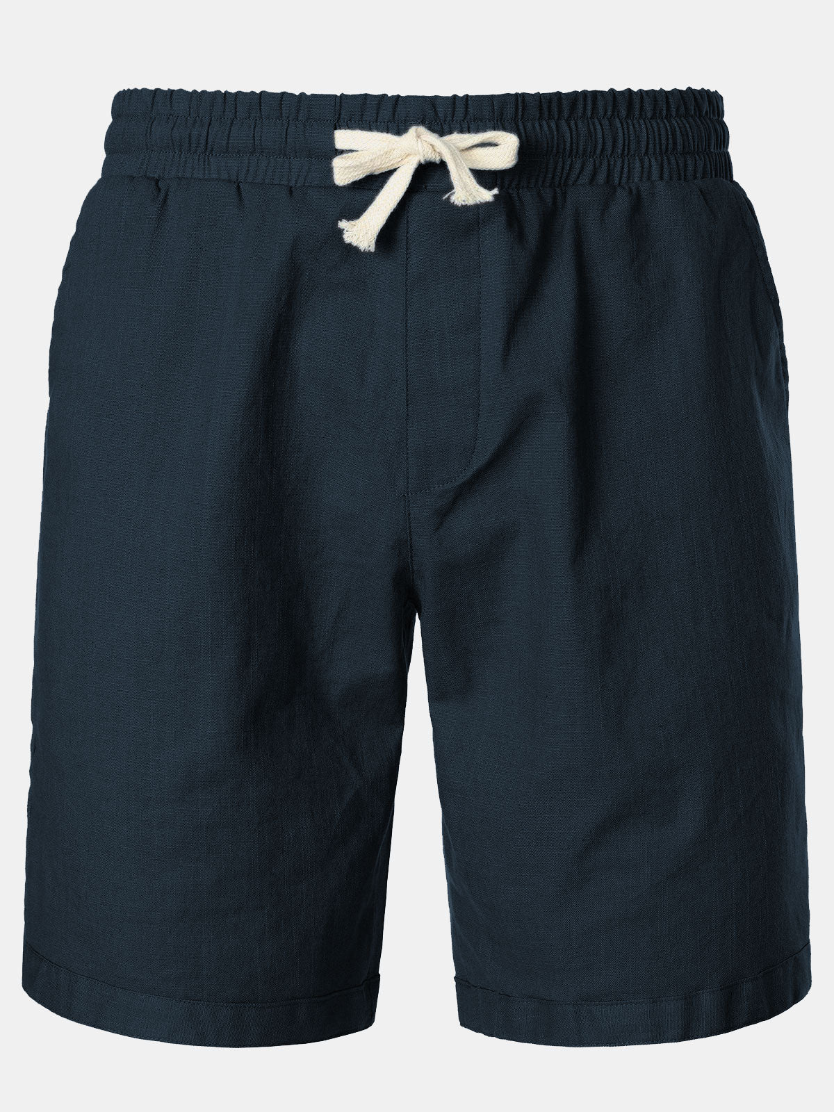 Short décontracté en coton et lin respirant de couleur unie pour hommes