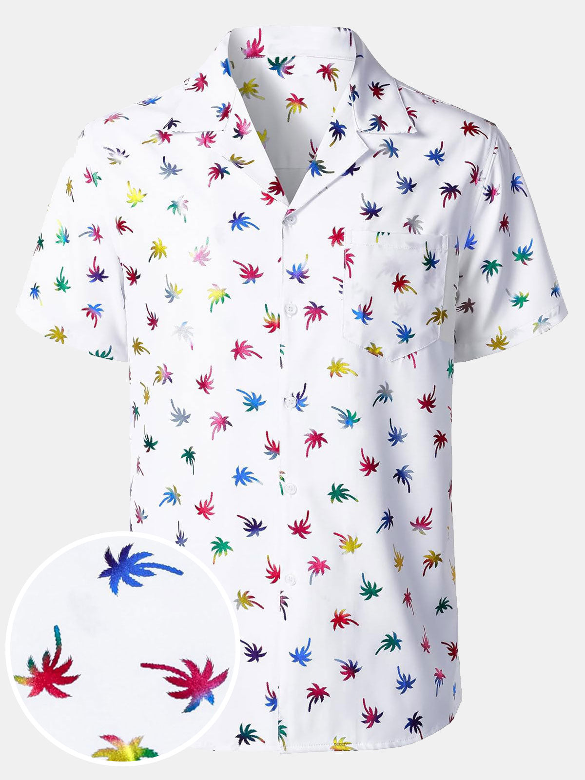 Chemise à manches courtes et col cubain pour homme, imprimé tropical coloré