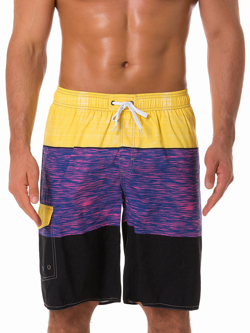 Shorts de plage décontractés d'été en patchwork tricolore pour hommes