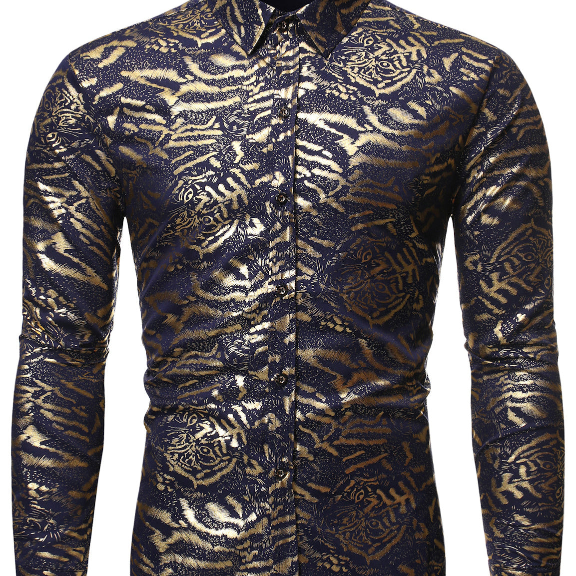 Chemise à manches longues pour hommes, imprimé tigre, boutonnée, Costume Cool, robe de soirée