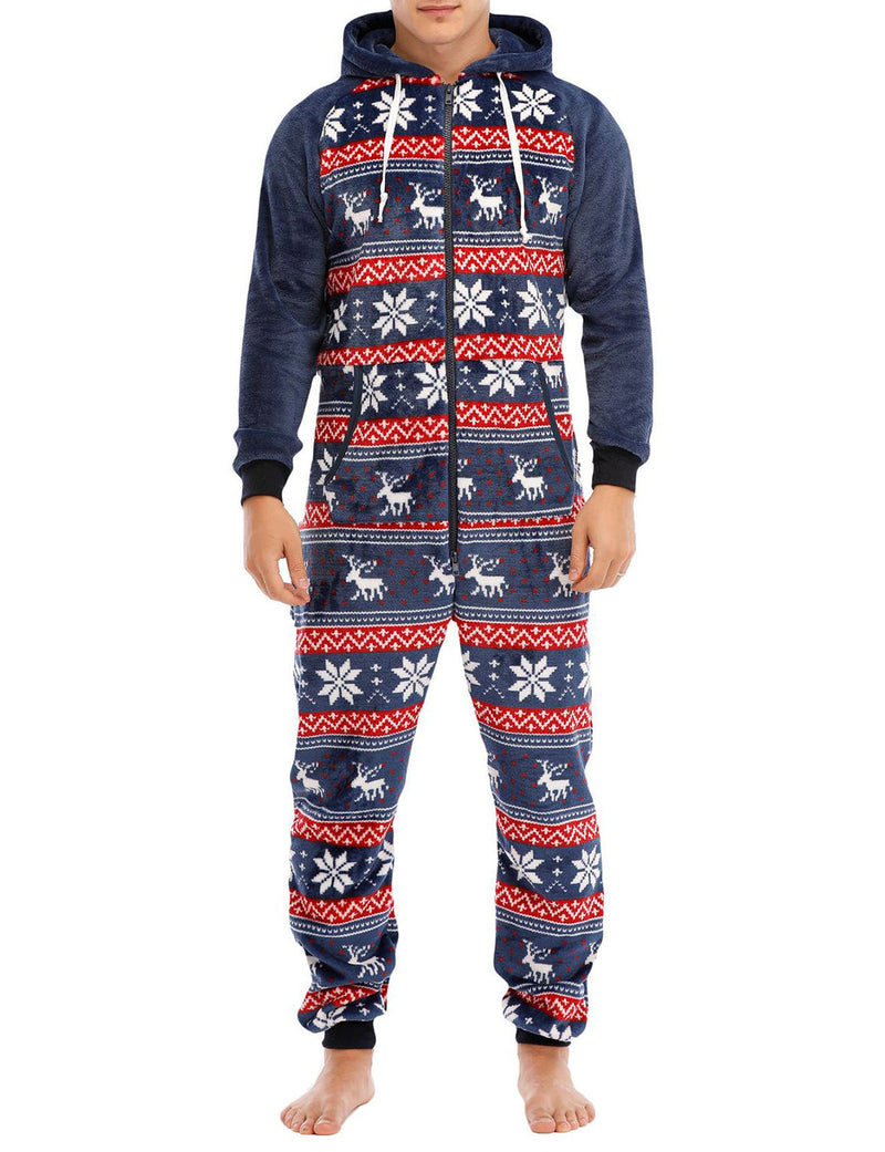 Pyjama à capuche en flanelle à capuche avec poche zippée pour homme