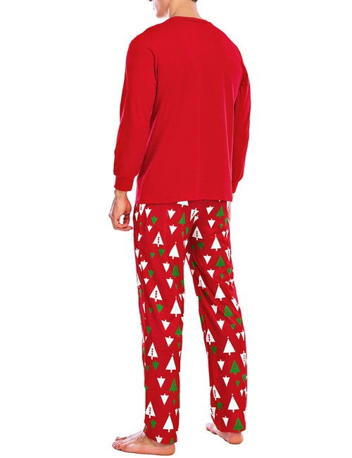 Ensemble de pyjama de Noël rouge de vacances à imprimé sapin de Noël pour hommes