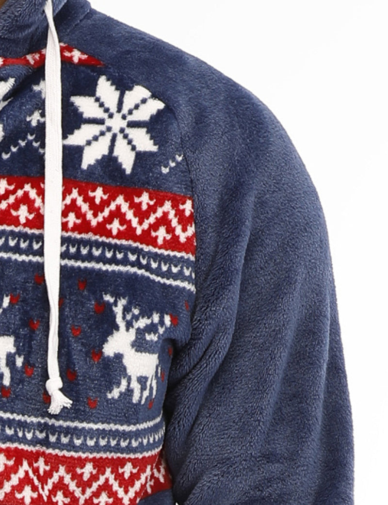 Pyjama à capuche en flanelle à capuche avec poche zippée pour homme