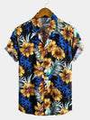 chemise d'homme en pur coton à imprimé style de vacances hawaïennes