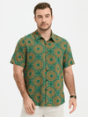 Chemise à manches courtes en coton vert pour homme