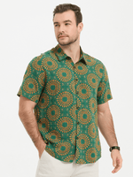 Chemise à manches courtes en coton vert pour homme