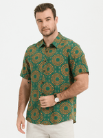 Chemise à manches courtes en coton vert pour homme