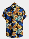 chemise d'homme en pur coton à imprimé style de vacances hawaïennes