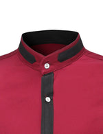 Chemise décontractée boutonnée à manches longues et col montant pour hommes