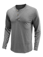 T-shirt décontracté à manches longues et col Henry pour hommes