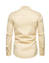 Chemise décontractée à manches longues boutonnée classique de couleur unie pour hommes