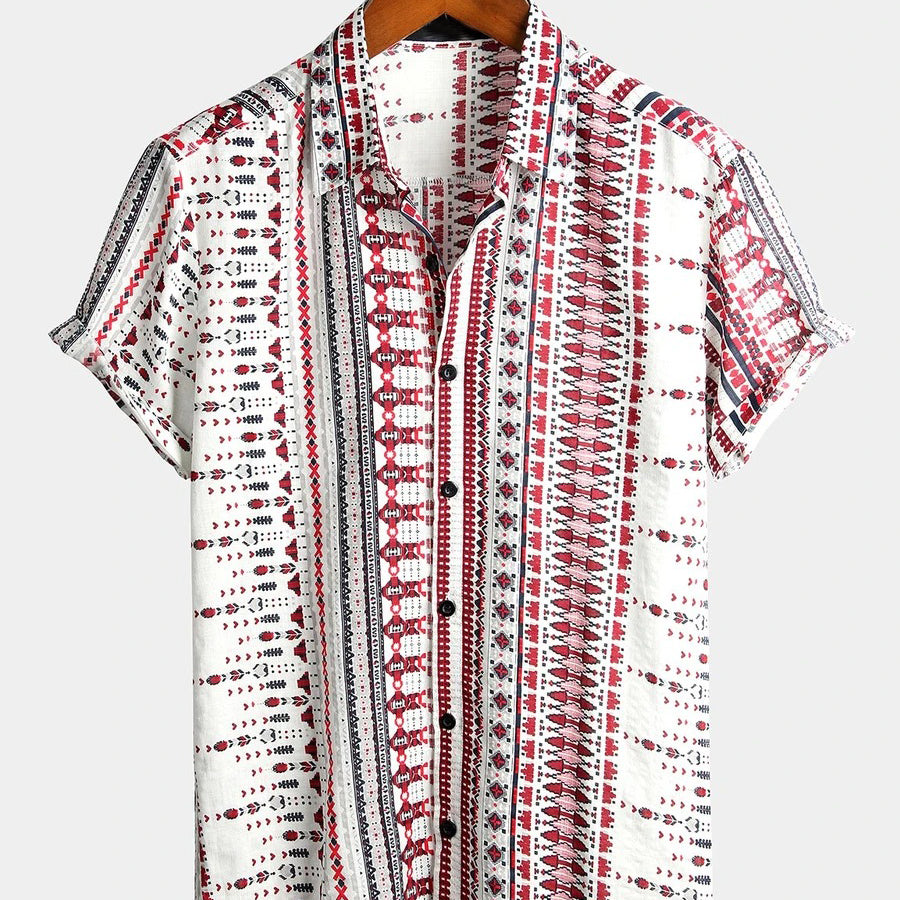Chemises imprimées basiques en coton pour hommes