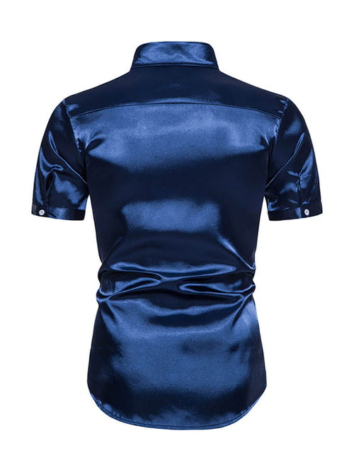 Chemise de fête à manches courtes d’été décontractée couleur unie d’été