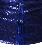 Chemise à manches longues boutonnée à sequins métalliques pour hommes