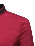 Chemise décontractée boutonnée à manches longues et col montant pour hommes