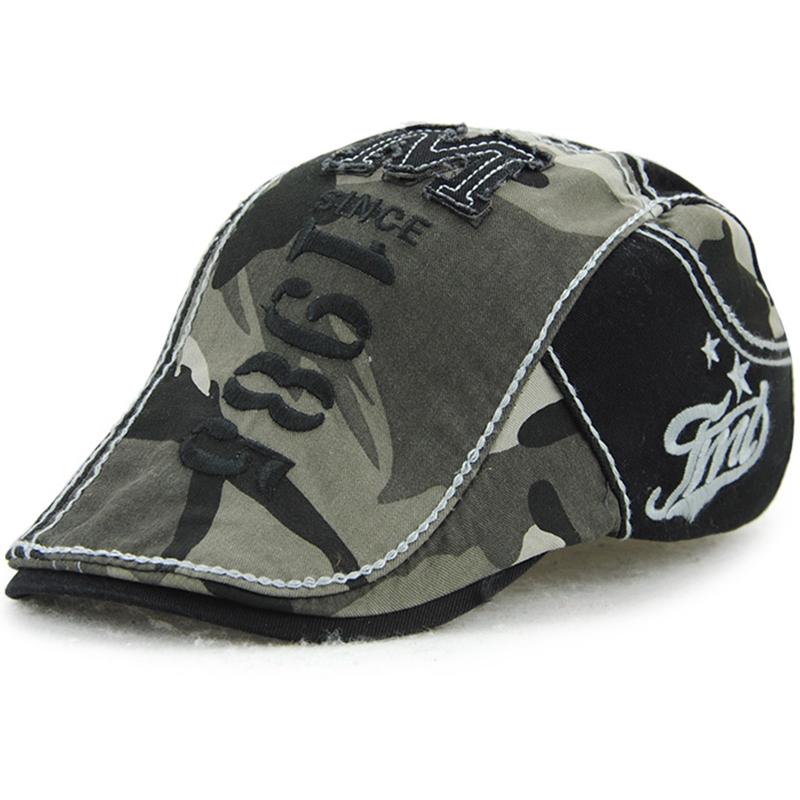 Casquette de lettre de broderie décontractée extérieure camouflage pour hommes
