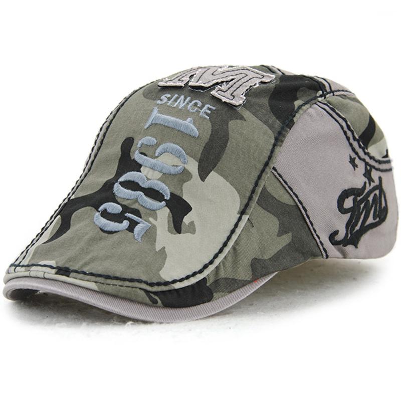 Casquette de lettre de broderie décontractée extérieure camouflage pour hommes