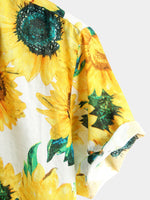 Chemise hawaïenne à manches courtes et imprimé tournesol pour hommes