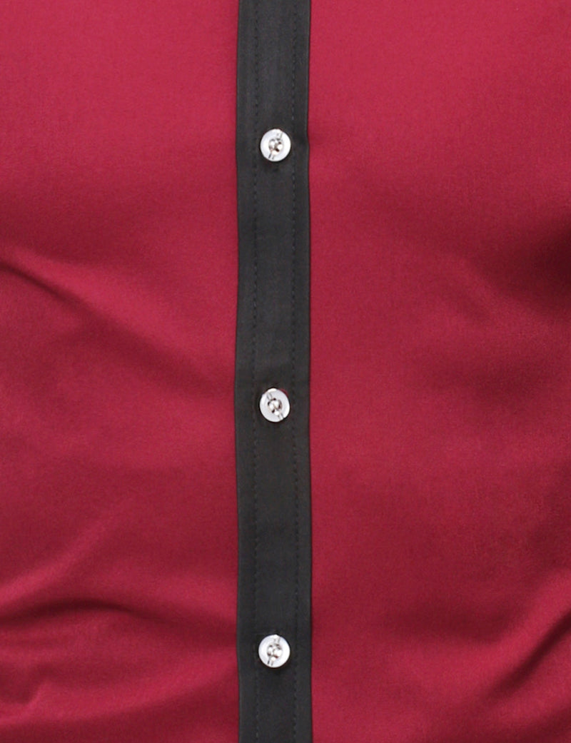 Chemise décontractée boutonnée à manches longues et col montant pour hommes