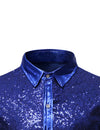 Chemise à manches longues boutonnée à sequins métalliques pour hommes