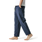 Pantalon décontracté léger en coton à taille élastique pour hommes