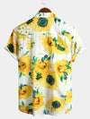 Chemise hawaïenne à manches courtes et imprimé tournesol pour hommes