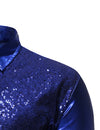 Chemise à manches longues boutonnée à sequins métalliques pour hommes