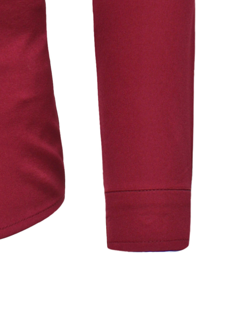 Chemise décontractée boutonnée à manches longues et col montant pour hommes