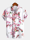 chemise d'homme en pur coton à imprimé style de vacances hawaïennes