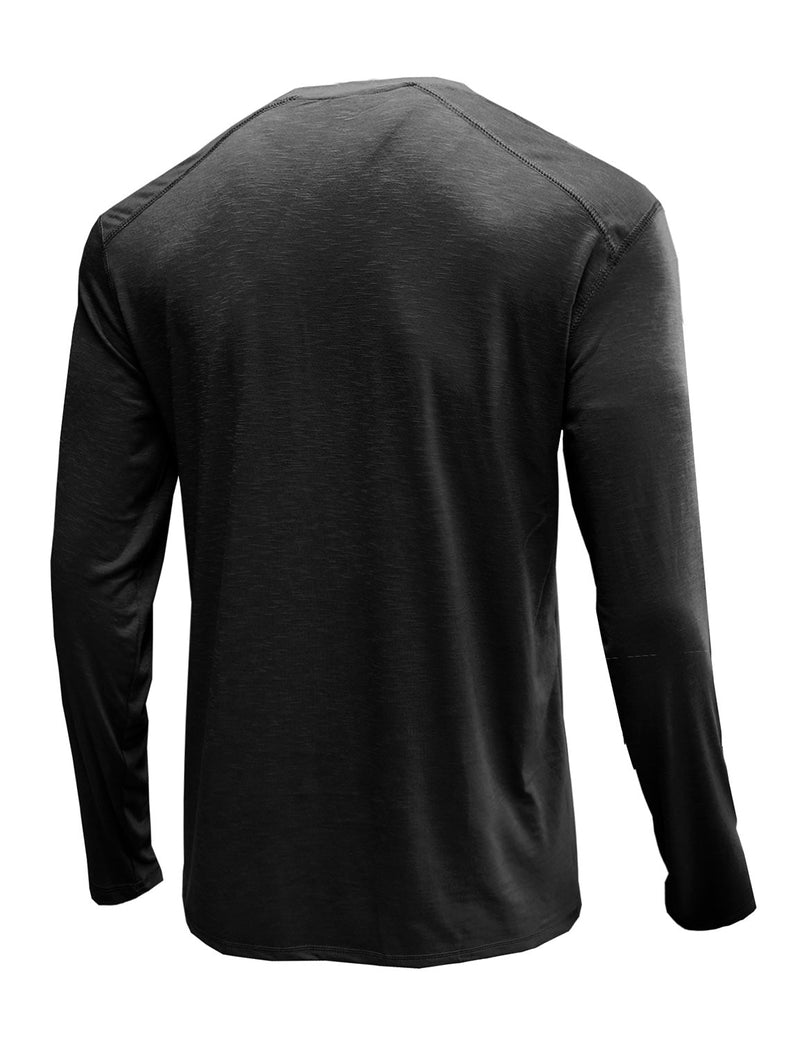 T-shirt décontracté à manches longues et col Henry pour hommes