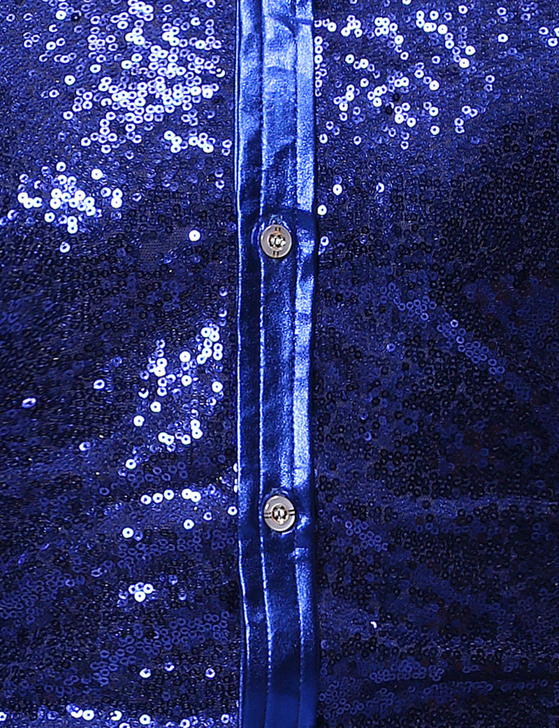 Chemise à manches longues boutonnée à sequins métalliques pour hommes