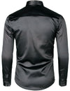 Chemise habillée pour homme paillettes argentées à manches longues boutonnée chemise disco Costume de fête