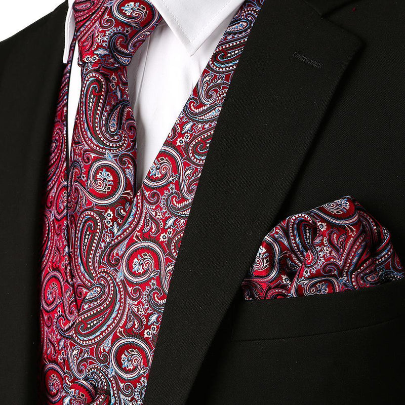 Ensemble de 3 pièces pour hommes Paisley Gilet cravate pour costume ou smoking