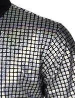 Chemise Habillée Homme Paillettes Manches Courtes Chemises Boutonnées Costume De Soirée Disco
