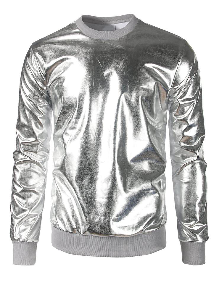 Haut de style discothèque brillant métallisé pour homme