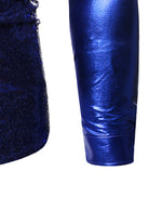 Chemise à manches longues boutonnée à sequins métalliques pour hommes